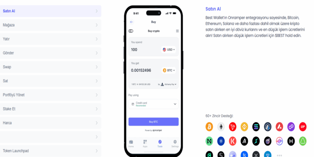 best wallet kripto cüzdan incelemesi - Fiat On-Ramp ve Off-Ramp özelliği