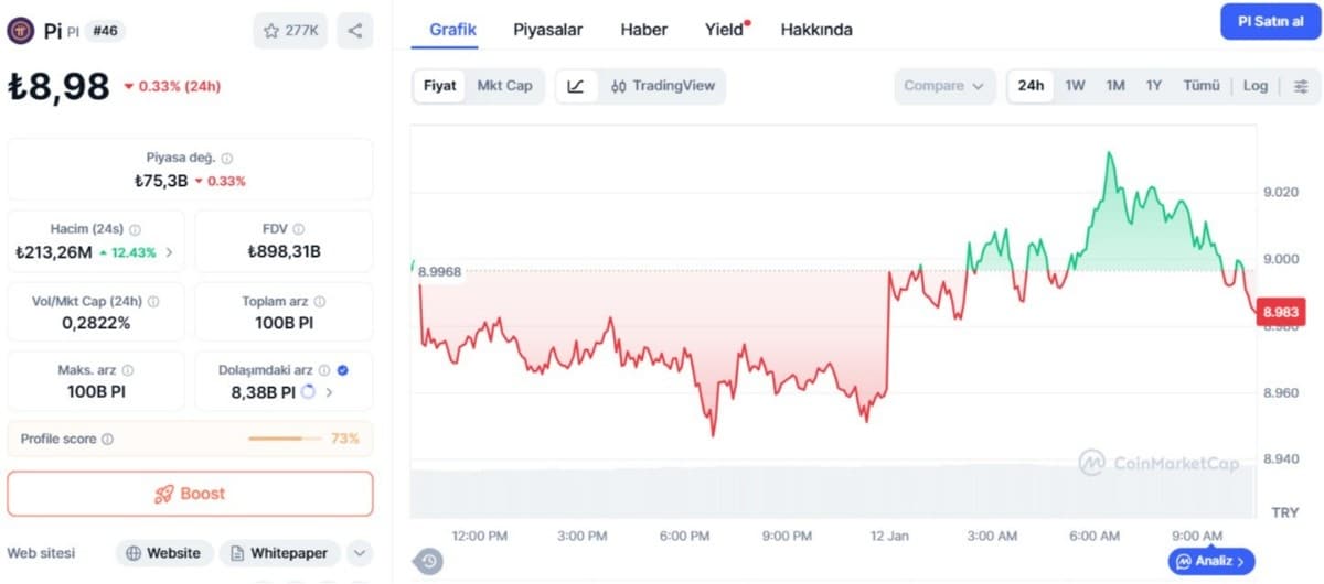 Pİ NETWORK GÜNLÜK ANALİZ GRAFİĞİ