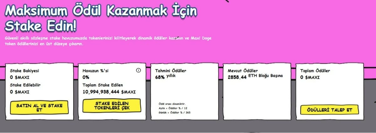 maxi doge stake ödülleri