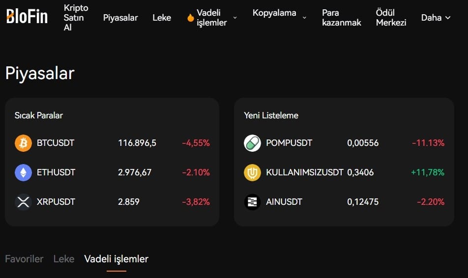 Vadeli İşlem Odaklı Düşük Maliyetli Kripto Borsası