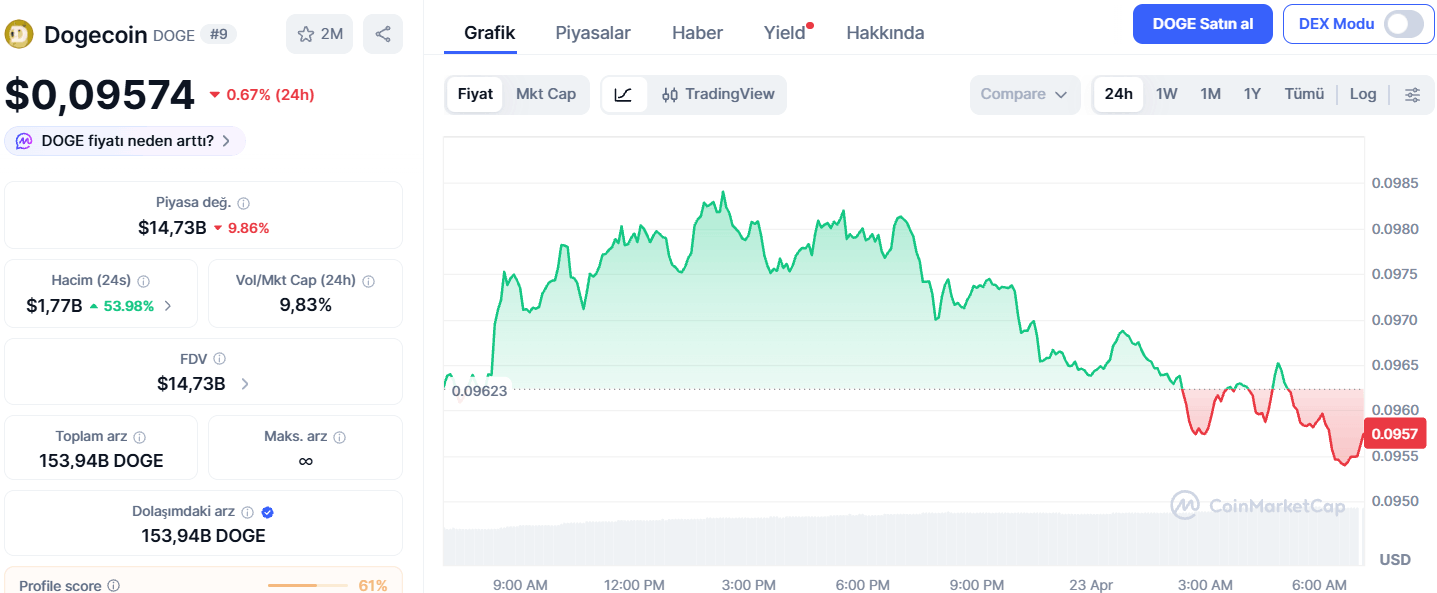 Dogecoin Fiyatı Son 24 Saatte Sınırlı Hareket Gösterdi