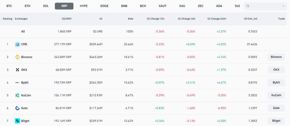 XRP AÇIK FAİZ TABLOSU