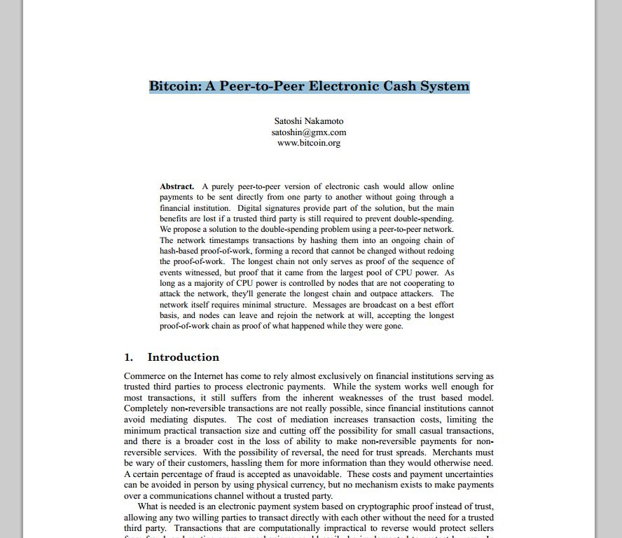 Bitcoin's Paper A PeertoPeer Electronic Cash System mod