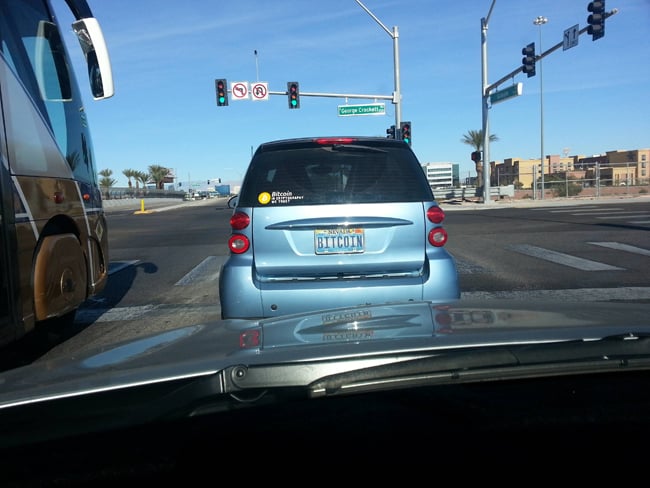 bitcoin license plate on our way to vegas mod