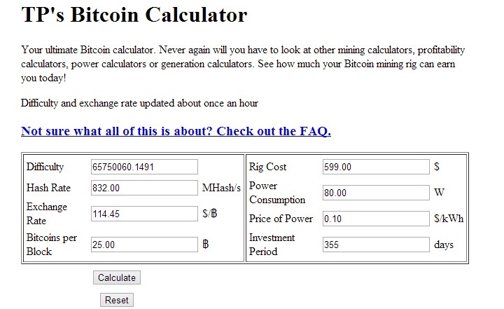 Bitcoin Mining Calculator