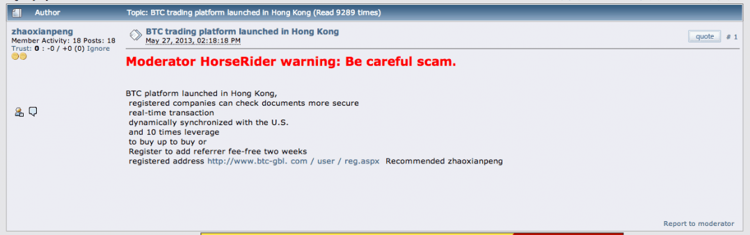 Scam alert on post