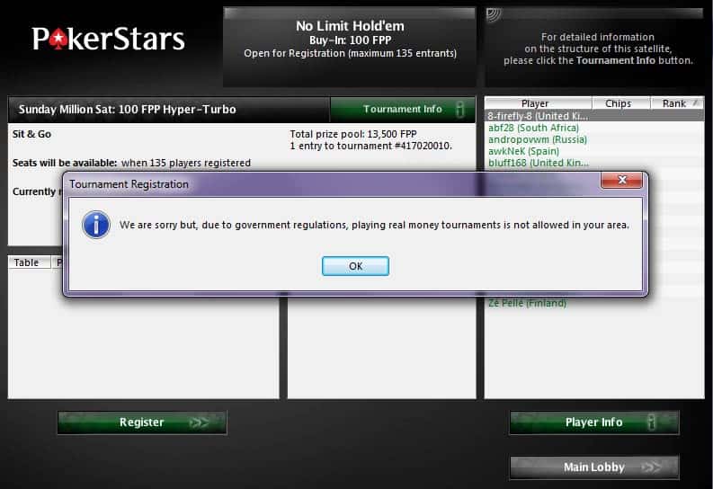 poker stars geo limitations