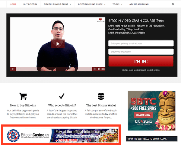 top of homepage