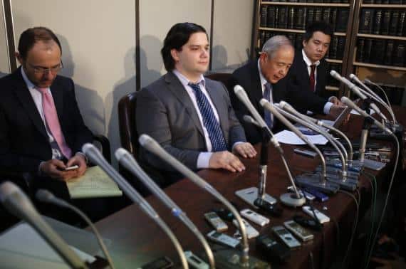 Mark Karpeles, chief executive of Mt. Gox, attends a news conference at the Tokyo District Court in Tokyo