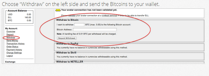 virwox send bitcoin to wallet