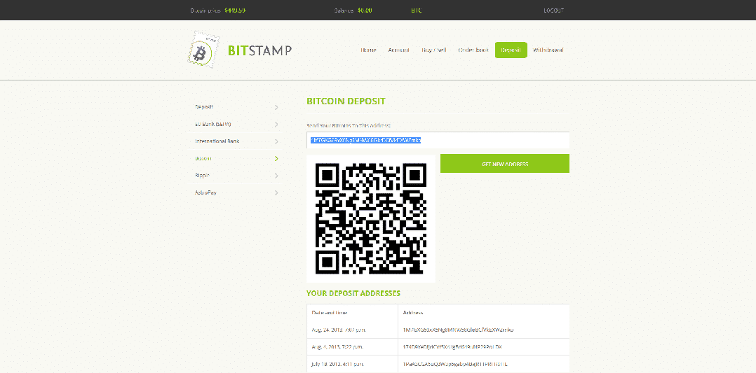 Bitstamp Bitcoin Deposit
