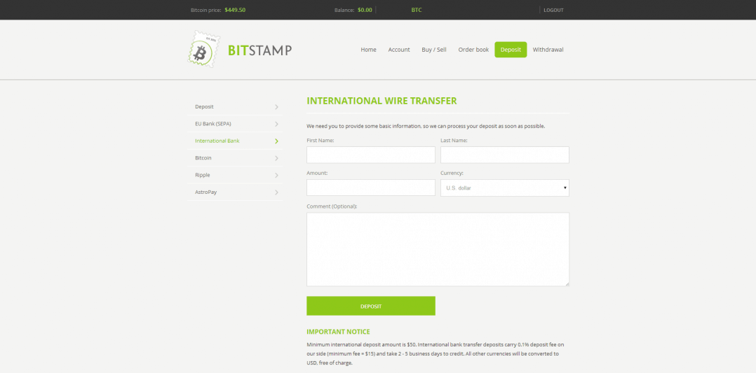 bitstamp international wire transfer funding your account with usd