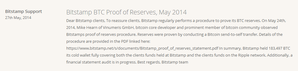 Bitstamp Bitcoin Reserves