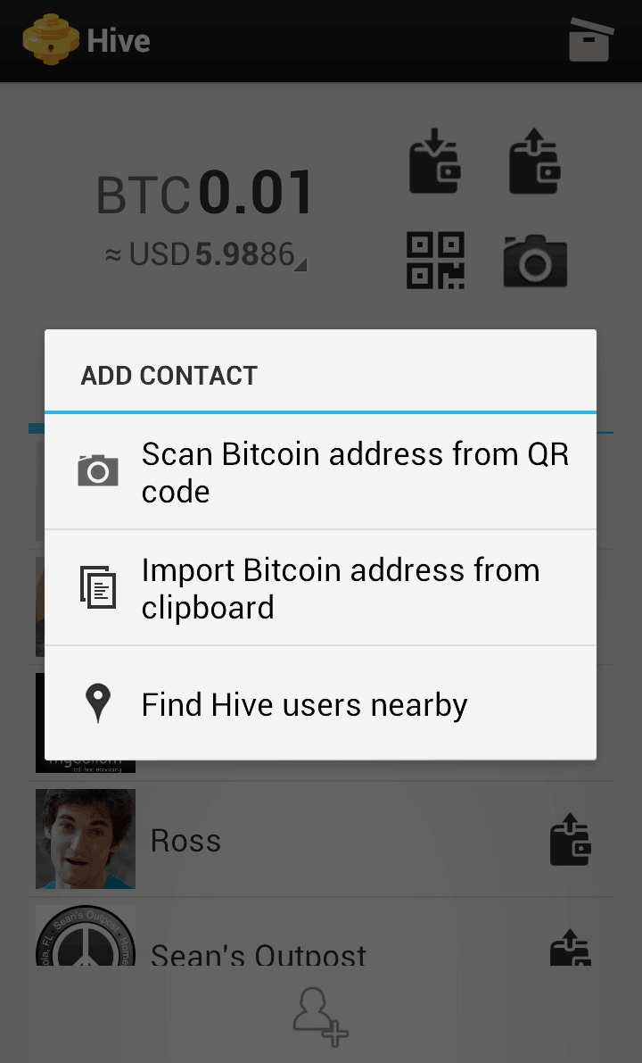 Find Hive Bitcoin wallet users nearby