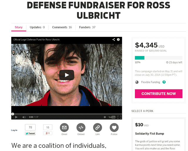 Ross Ulbricht Indiegogo Campaign