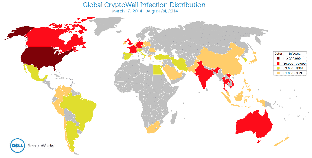 cryptowall infected countries