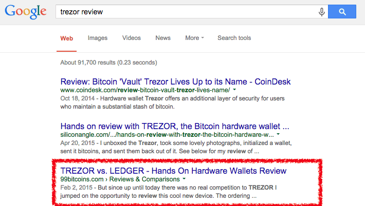 trezor google results