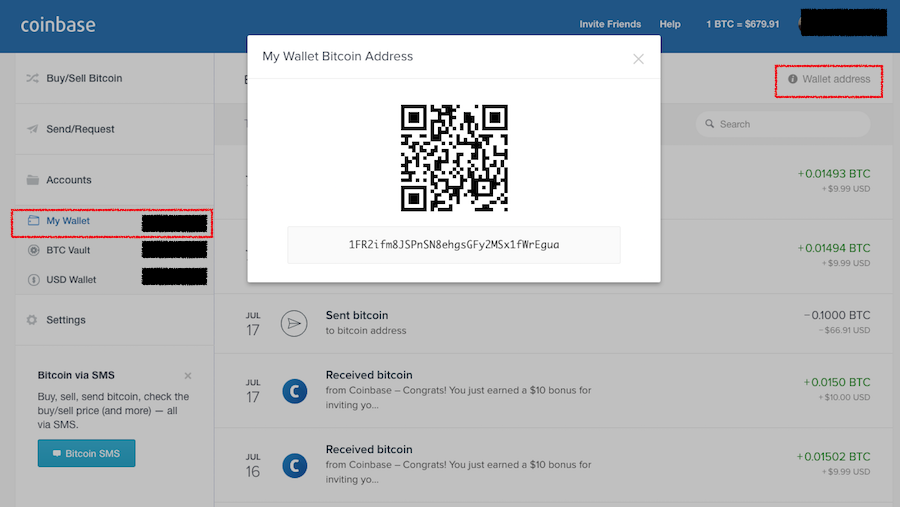 how to find my address on coinbase