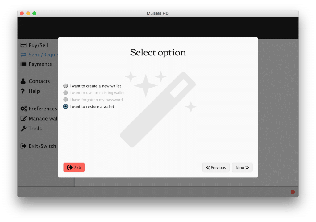 Restore wallet multibit hd