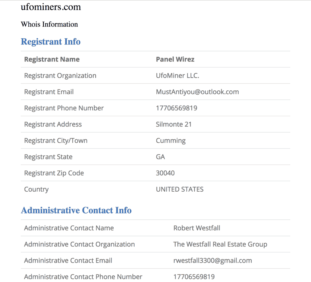 ufo miners registrant