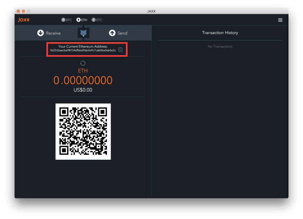 Jaxx ethereum address