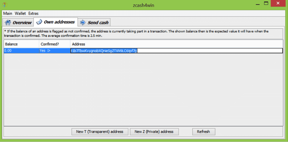 zcash address