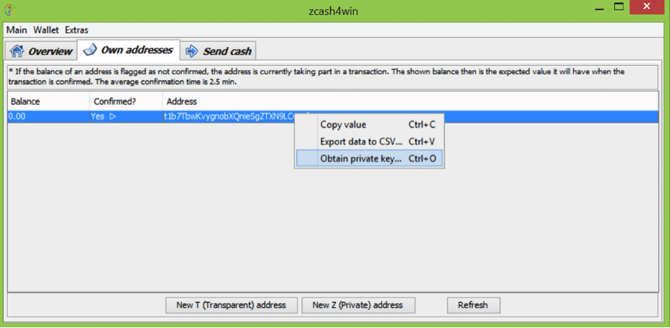 zcash private key
