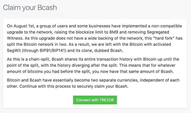 How to claim bitcoin cash trezor