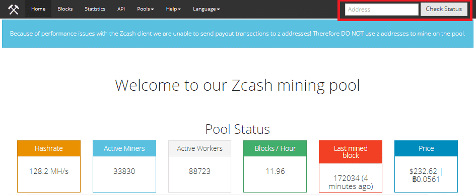 Zcash Network Hashrate