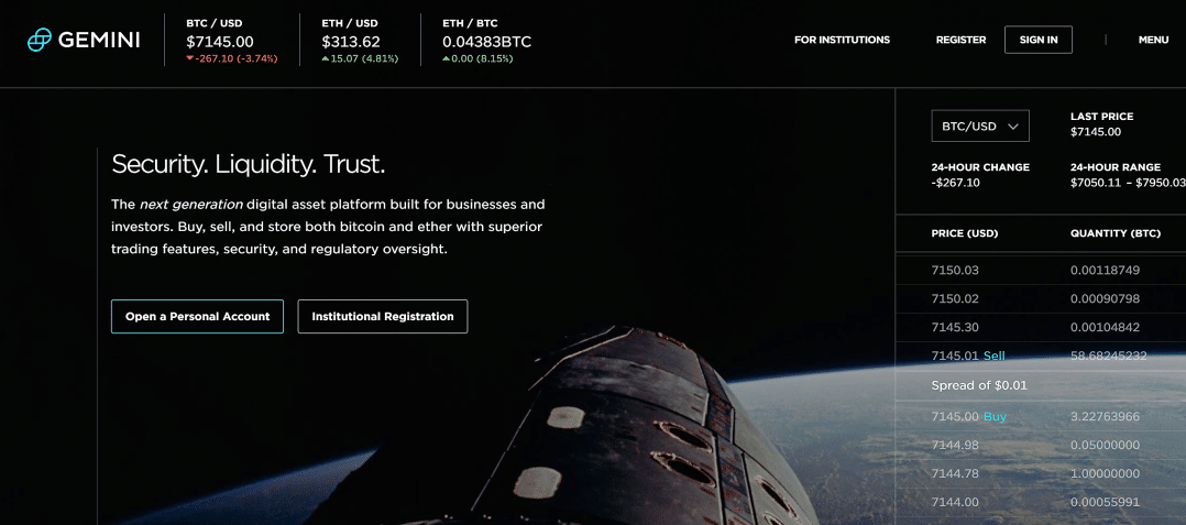 gemini bitcoin trading