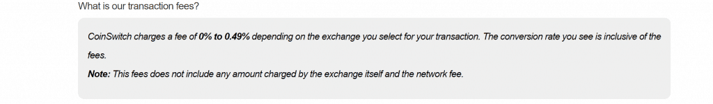 coinswitch fees