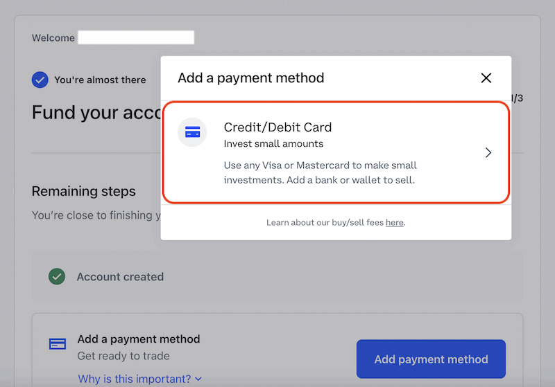 Payment Method - Bitcoin Coinbase