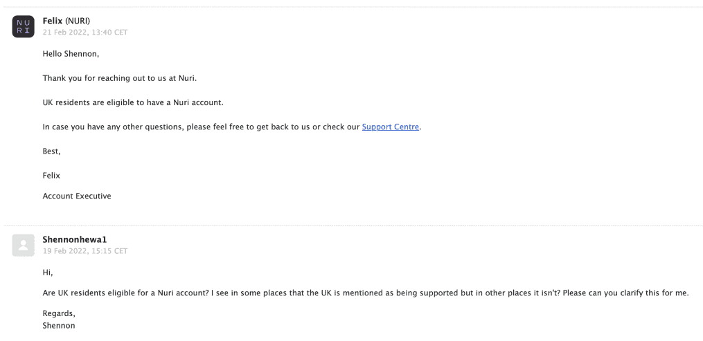 Nuri customer support