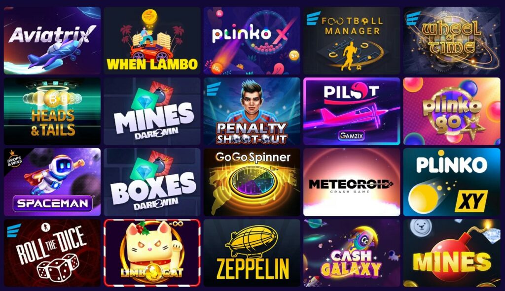 Crashino casino games screenshot