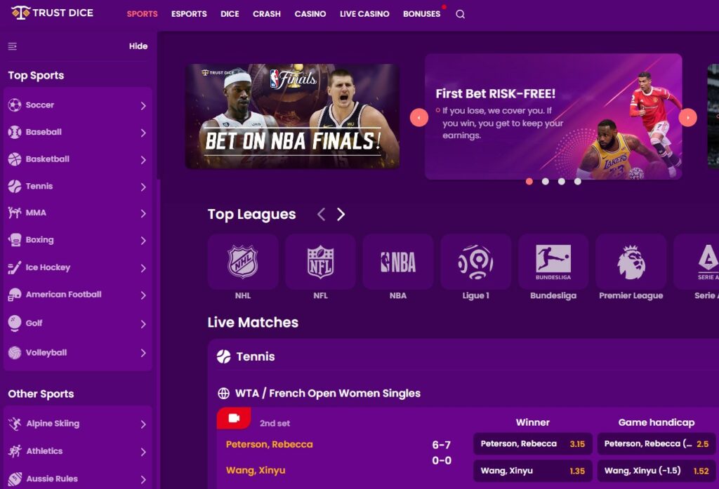 trustdice sports betting UI