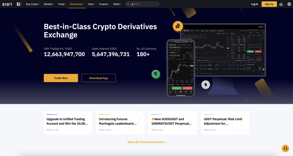 Bybit derivatives page screenshot
