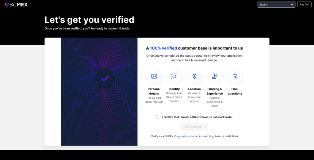 BitMEX new account verification procedure