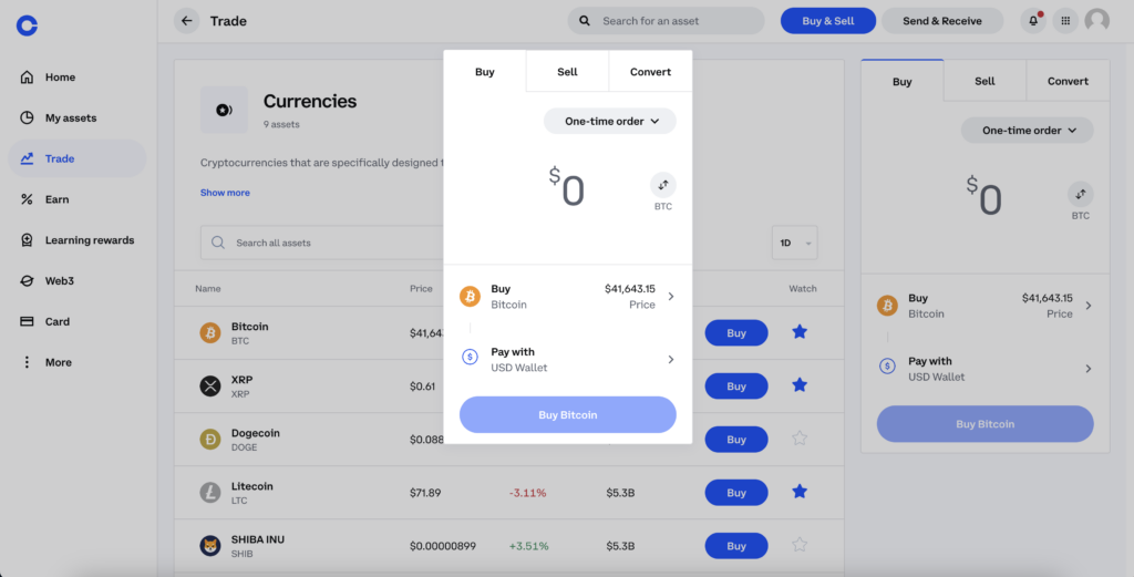 Coinbase buying cryptocurrency option