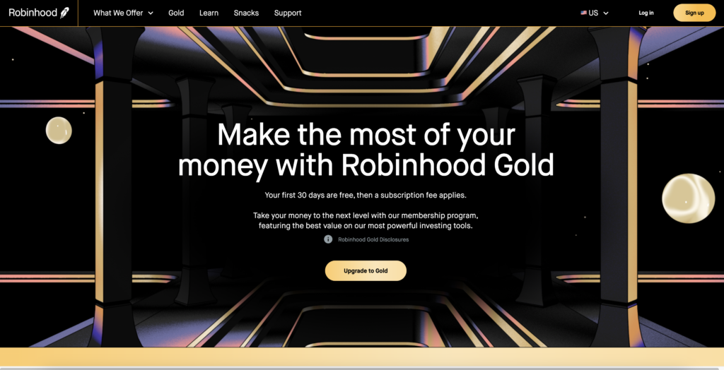 Robinhood Gold membership screenshot