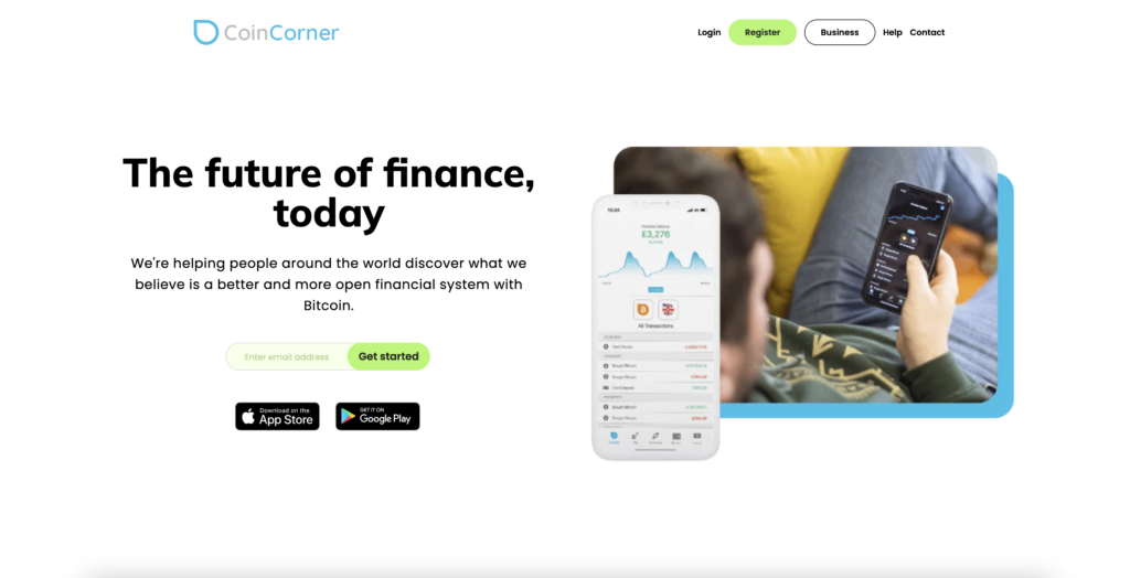 CoinCorner Bitcoin exchange homepage screenshot