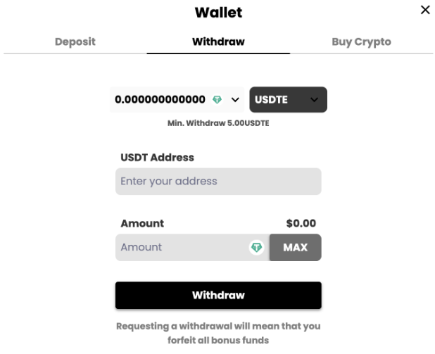 Wallet withdraw request