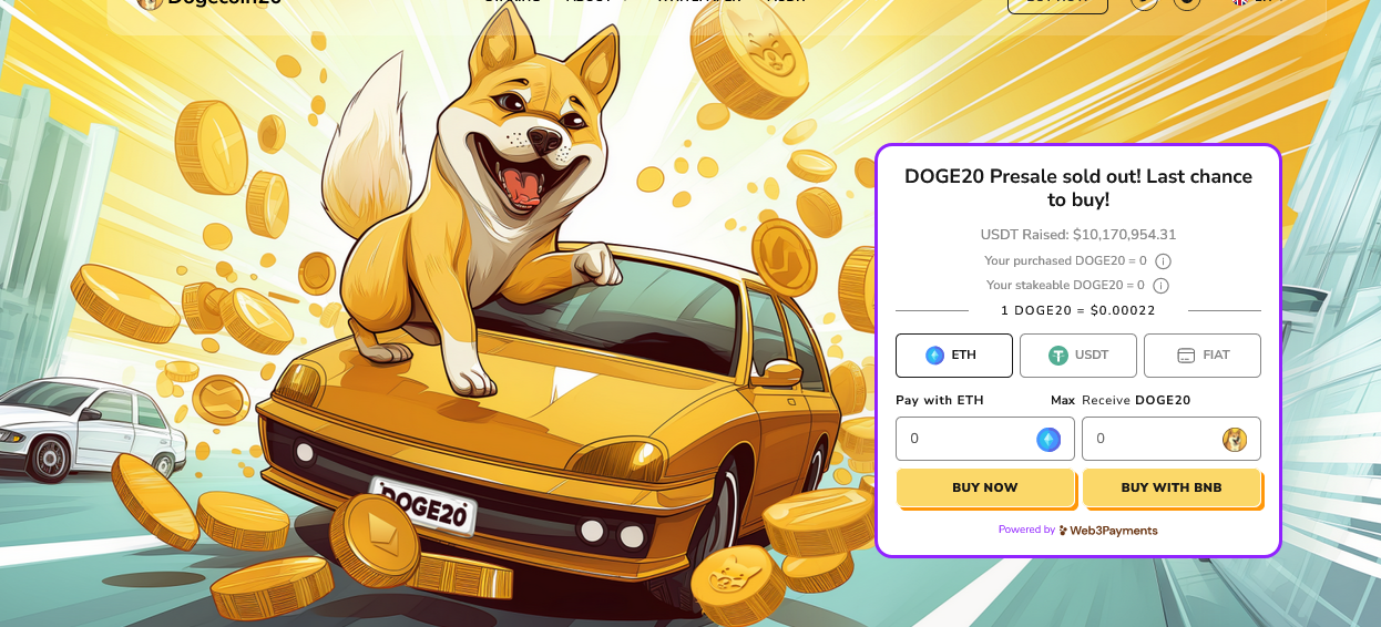Dogecoin20 may outperform DOGE in the coming bull market. The project offers staking and has better tokenomics