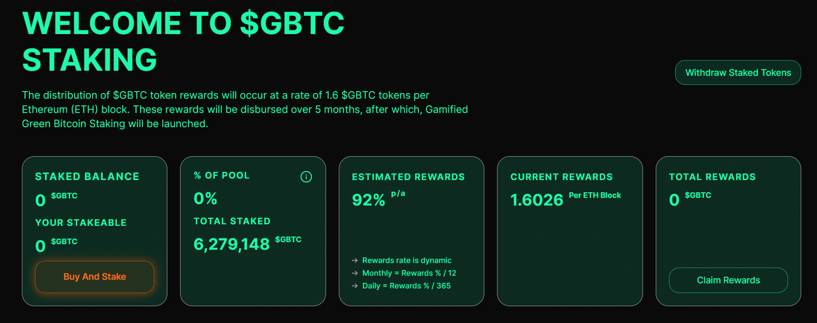 green bitcoin staking