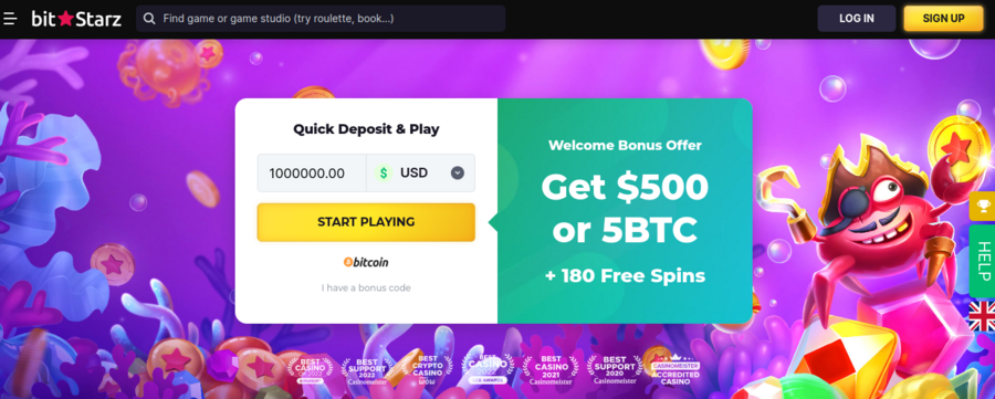 BitStarz gives away up to 5 BTC and 180 free spins when you sign up and deposit