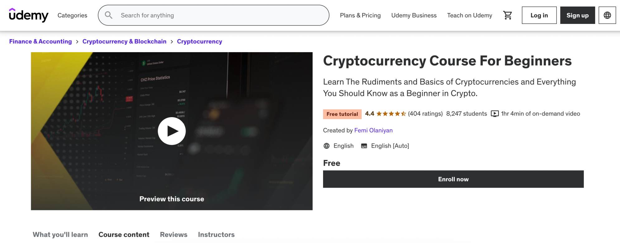 Cryptocurrency Course For Beginners (Udemy)