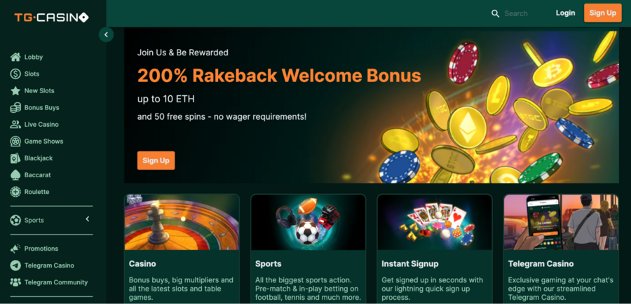 With TG.Casino’s instant signup, Telegram compatibility, and thousands of casino games just a click away, what more could you ask for?