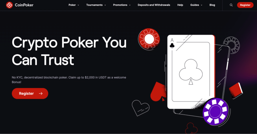 A $2,000 welcome bonus, no-KYC sign-up, and $1 million tourneys are waiting for you at CoinPoker