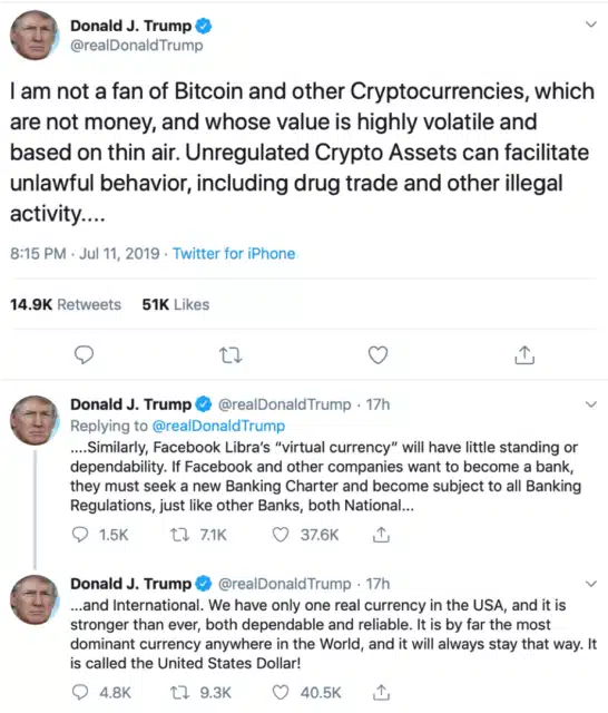 Trump anti crypto tweet