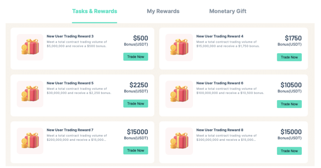 Zoomex Tasks & Rewards Section