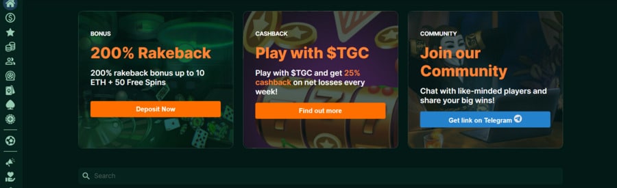 TG.Casino features an impressive 200% rakeback for live casino games, along with some extraordinary bonus offers.